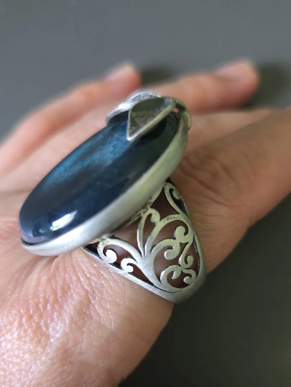 925 Stering Silver Customize Korean traditional Circle Statement Ring - Picture 2 of 4
